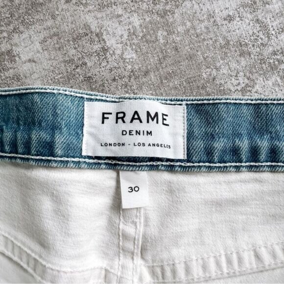 Frame Denim Le High Straight High Rise White and Blue Denim Size 30 - Picture 6 of 9